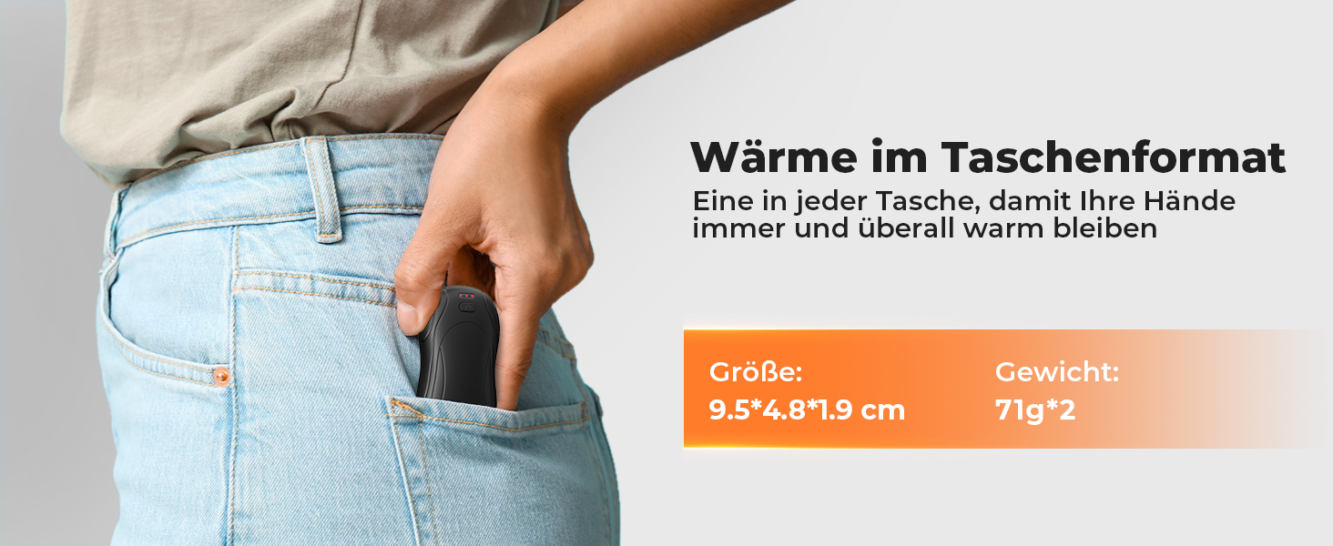 Електричні грілки для рук 2 шт. з магнітним кріпленням, 6000mAh, 3 режими нагріву, USB-зарядка, для кемпінгу, подорожей, офісу, чорний, 11.2*2.35*14 см
