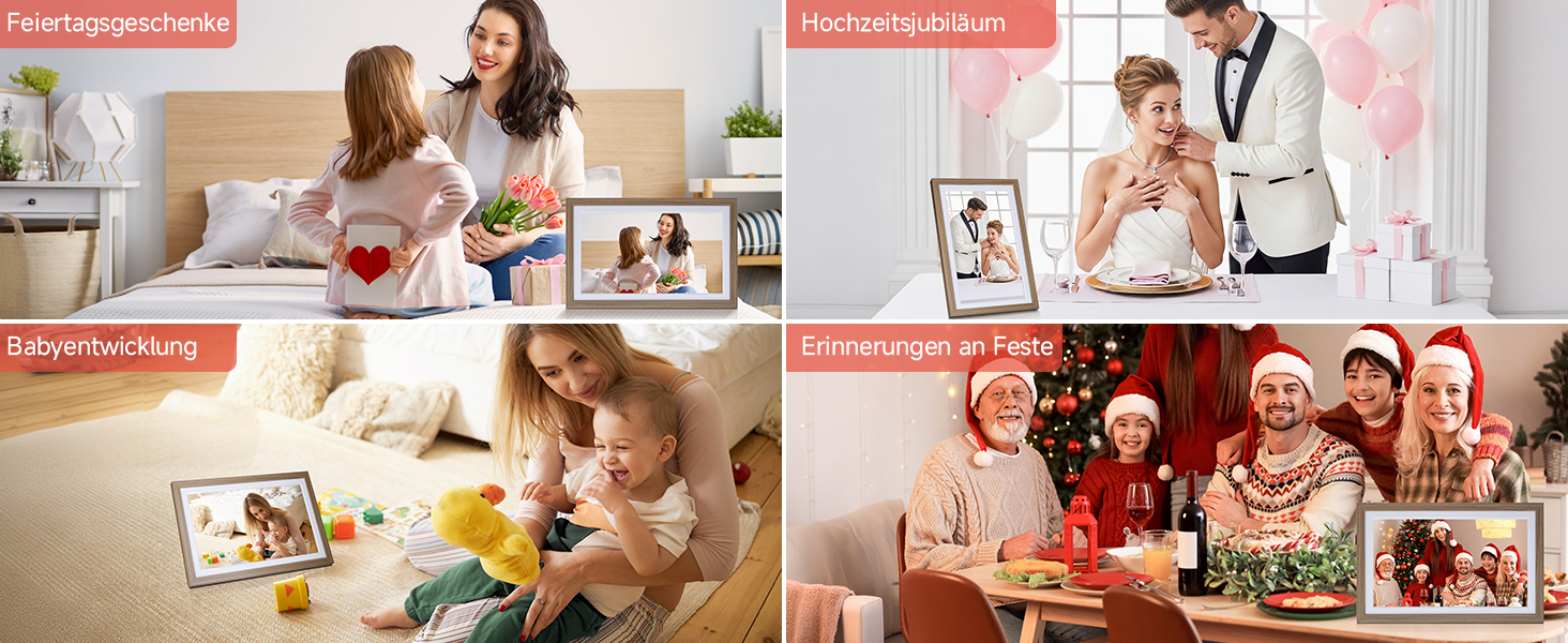 Роллеї Смарт Фрейм WiFi 1010: Цифровий фоторамка 10.1 дюйма з сенсорним екраном IPS, 32GB, дизайн 