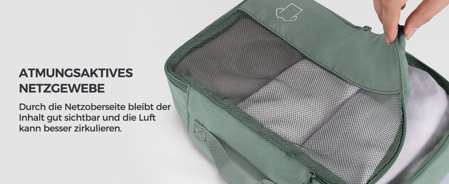 Набір органайзерів для валізи та рюкзака Packing Cubes, 8 предметів, сіро-зелений — дорожній набір для пакування речей