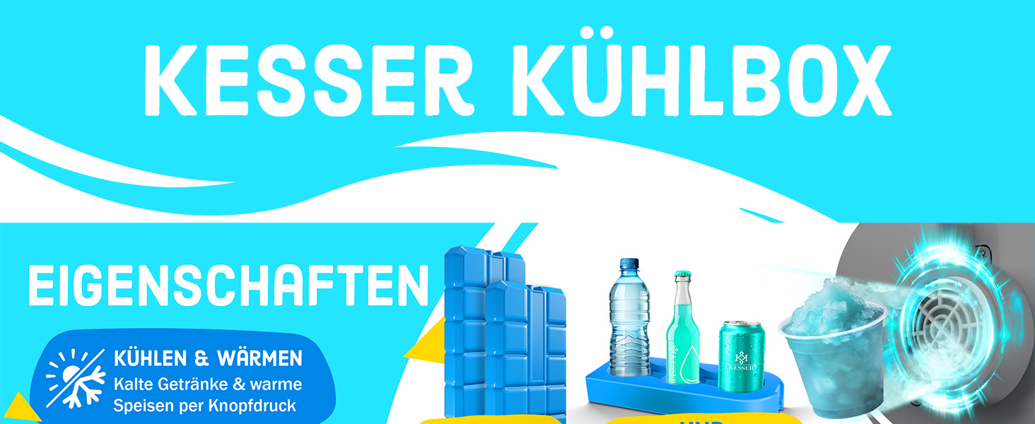 Автомобільний термобокс KESSER 24л: Охолоджує та нагріває (12/230V) для авто, човна, кемпінгу. Міні-холодильник з режимами ECO/MAX, чорний
