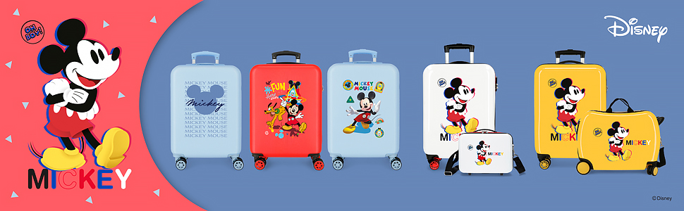 Валіза Disney Mickey All Smile Blue, 38 x 55 x 20 см, жорстка ABS, бічний кодовий замок, 35 л, 2 кг, 4 подвійні колеса, ручна поклажа