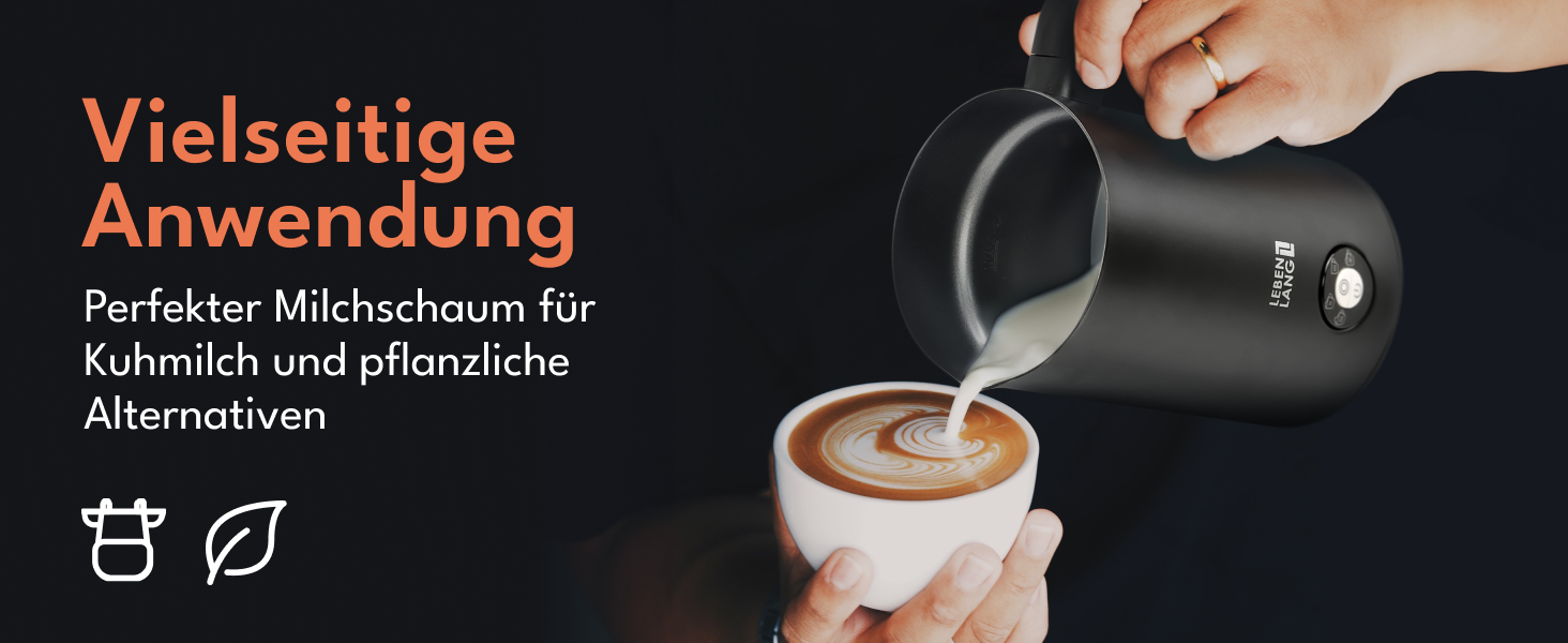 Електричний піноутворювач для молока LEBENLANG - 4 режими, 240 мл, без BPA, з насадкою для збивання