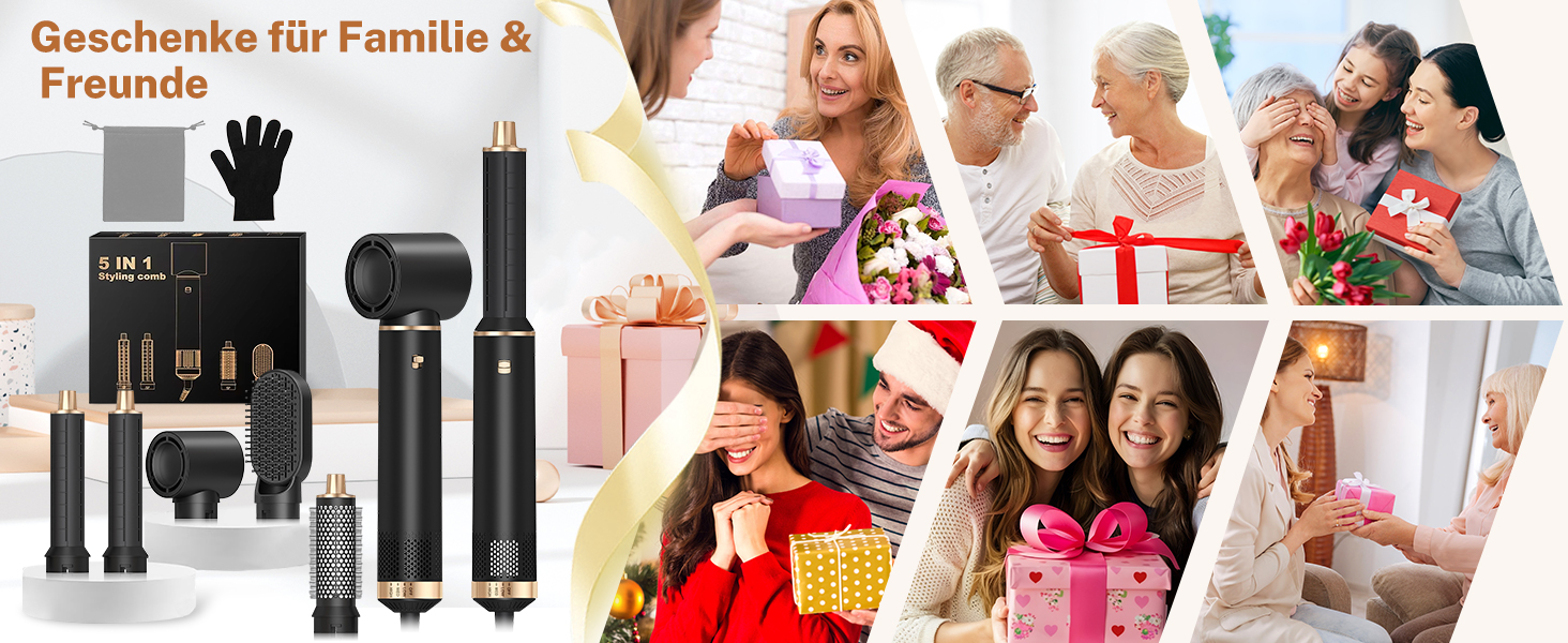 Багатофункціональний стайлер для волосся 5-в-1 Airstyler: фен-щітка, випрямляч, плойка, насадки для об'єму та локонів