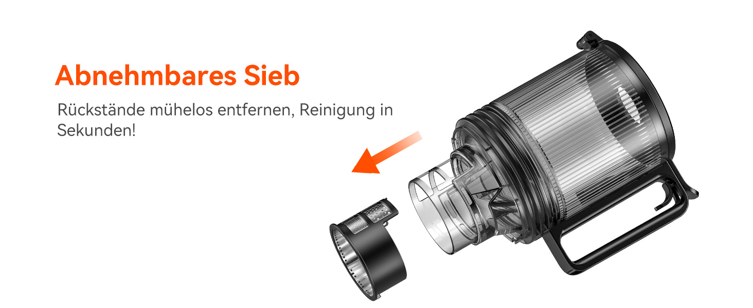 Шовковий відцентровий соковичавник - переможець тесту, для цілих овочів та фруктів, 130 мм завантажувальний отвір, 1.8л, BPA-free, 250W, функція зворотного ходу, легке очищення, нержавіюча сталь, чорний