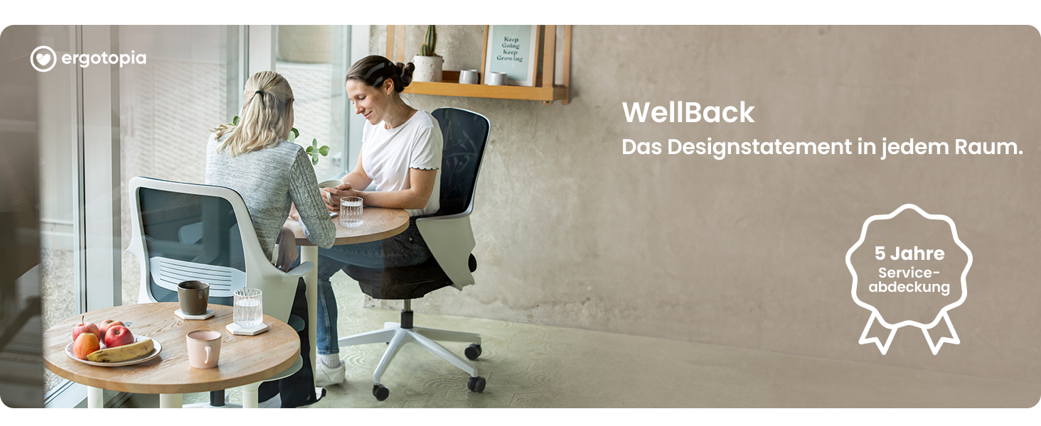 Ergotopia WellBack: Ергономічне крісло для офісу та дому, Made in Germany, з підтримкою попереку та синхро-механізмом, білий каркас, сірий колір