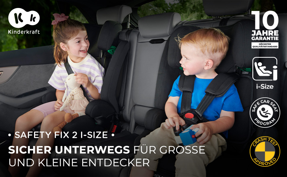 Автокрісло Kinderkraft SAFETY FIX 2 I-SIZE (76-150 см) – 9-36 кг, Isofix, регулювання підголівника, чорний CLASSIC