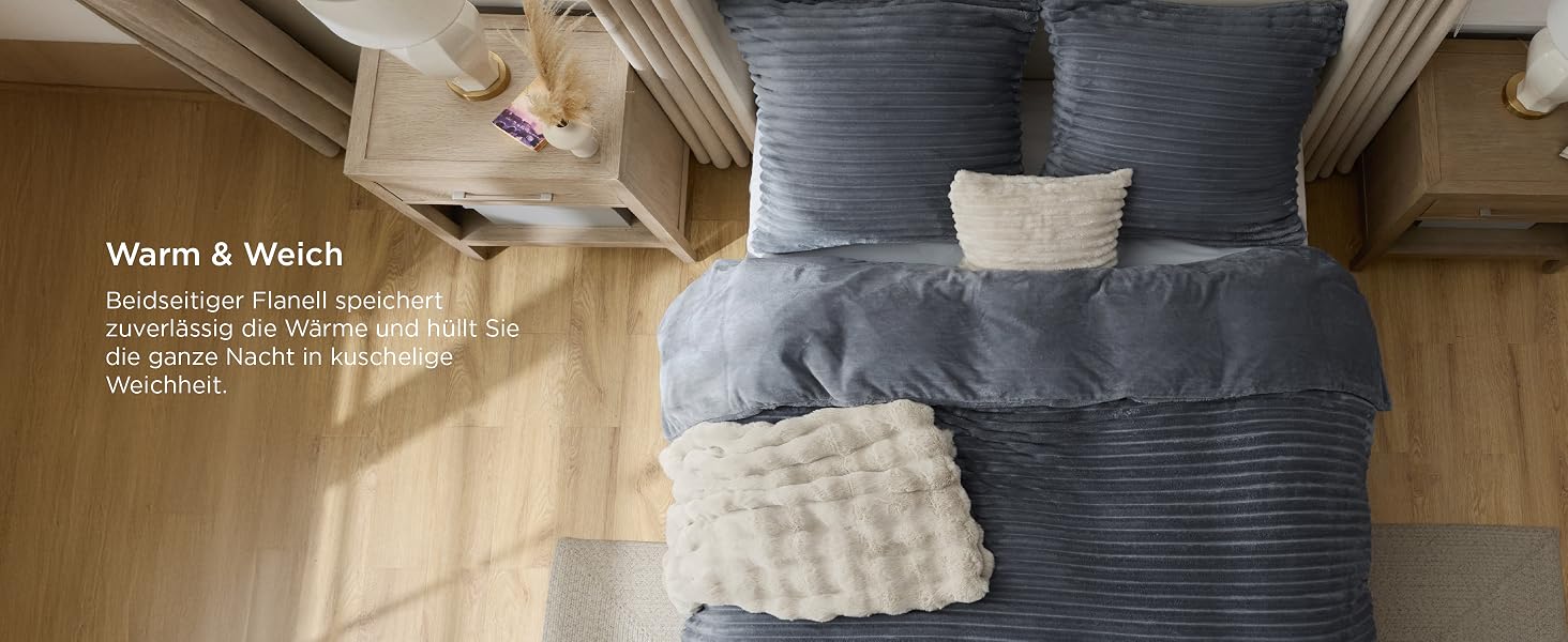 Комплект фланелевої постільної білизни BEDSURE, 3 предмети, колір натуральний, 200x200 см