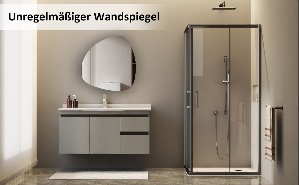 Дзеркало для ванної кімнати Spiegel Schwarz 40x60 см з металевим каркасом | Прямокутне настінне дзеркало для ванної, вітальні, спальні, гостьової кімнати