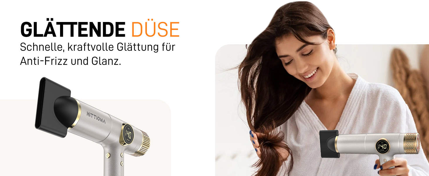 Іонічний дорожній фен HITTIONA 3 в 1 з диффузором, золото: швидке сушіння, подвійна напруга (100-240V), низький рівень шуму