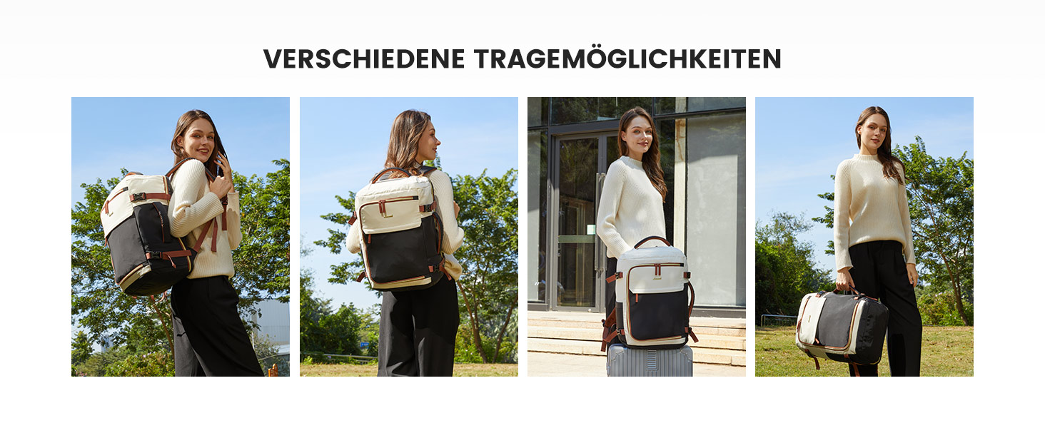 Рюкзак для подорожей LOVEVOOK 40L для жінок, ручна поклажа, рюкзак для авіаперельотів, сумка-рюкзак для бізнесу, школи, вихідних, бежевий хакі (17 дюймів, 40L, чорний+бежевий+коричневий)