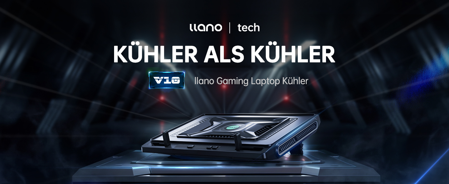 Ігровий охолоджувач для ноутбука llano V10 RGB Cooling Pad, підставка з вентиляторами, чорний