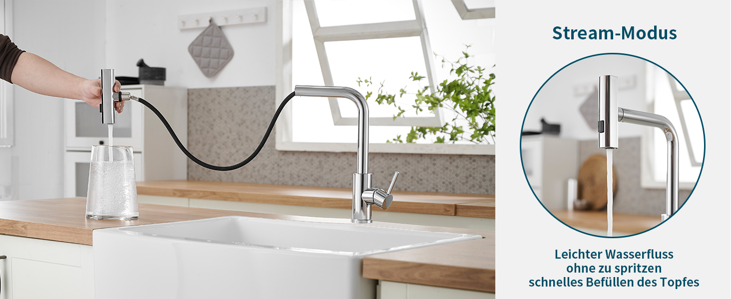 Змішувач кухонний Schwarz Waterfall високого тиску з витяжним душем, поворотний 360°, матовий чорний