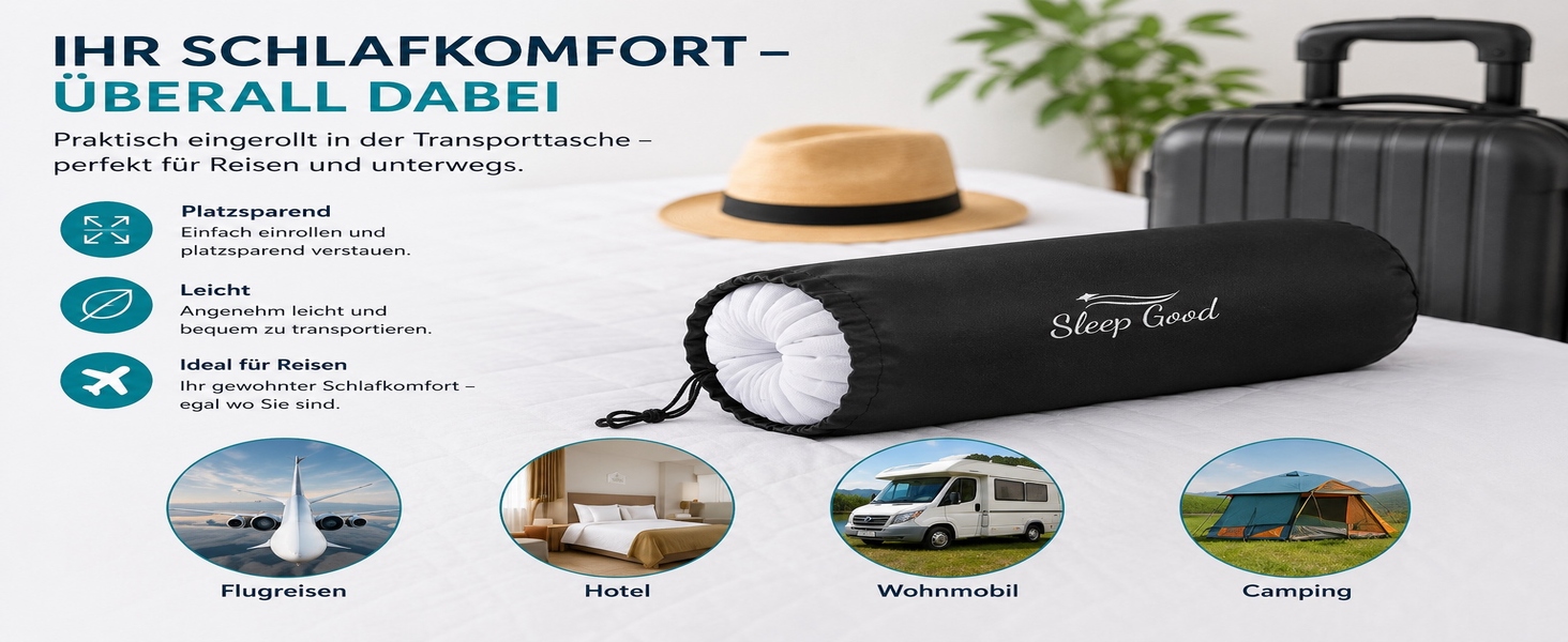 Ергономічна подушка для шиї Sleep Good з ефектом пам'яті (Memory Foam), регульована по висоті, для сну на боці та спині, зі знімним чохлом