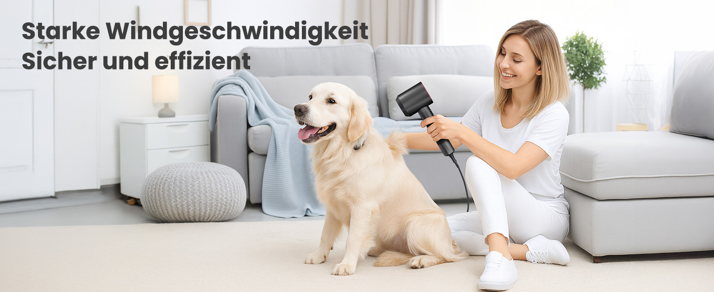 Професійний фен для волосся з високошвидкісним двигуном 160 000 об/хв, іонізацією (500 млн іонів), магнітною насадкою, 3 режими швидкості та 4 рівні температури, для дому, салонів та тварин