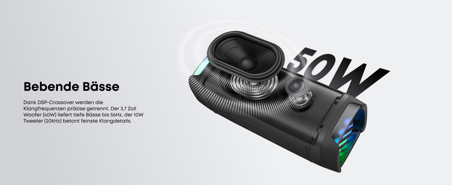 Soundcore Boom 3i від Anker – водонепроникна Bluetooth колонка для активного відпочинку, 50W, IP68, 16 годин, світлодіодна підсвітка, TWS, для каякінгу, риболовлі, кемпінгу