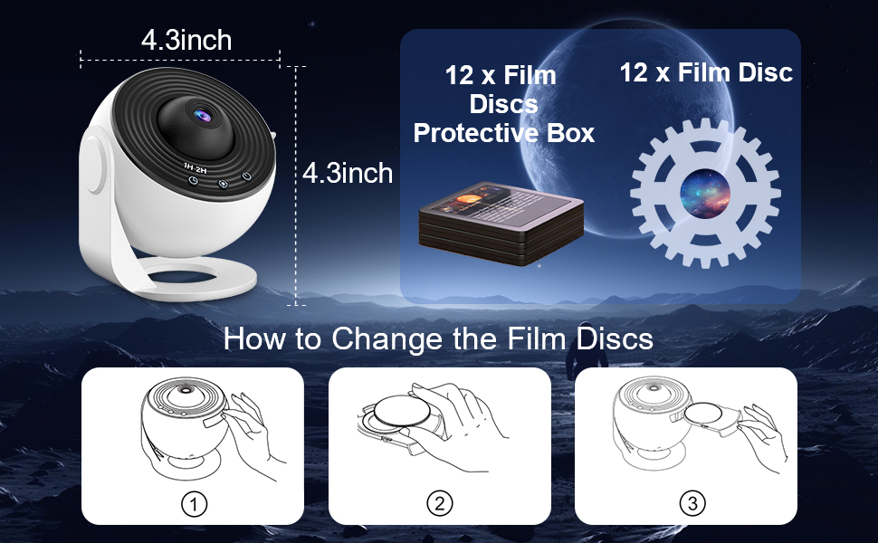 Проектор зоряного неба Mexllex 12 дисків планет білий