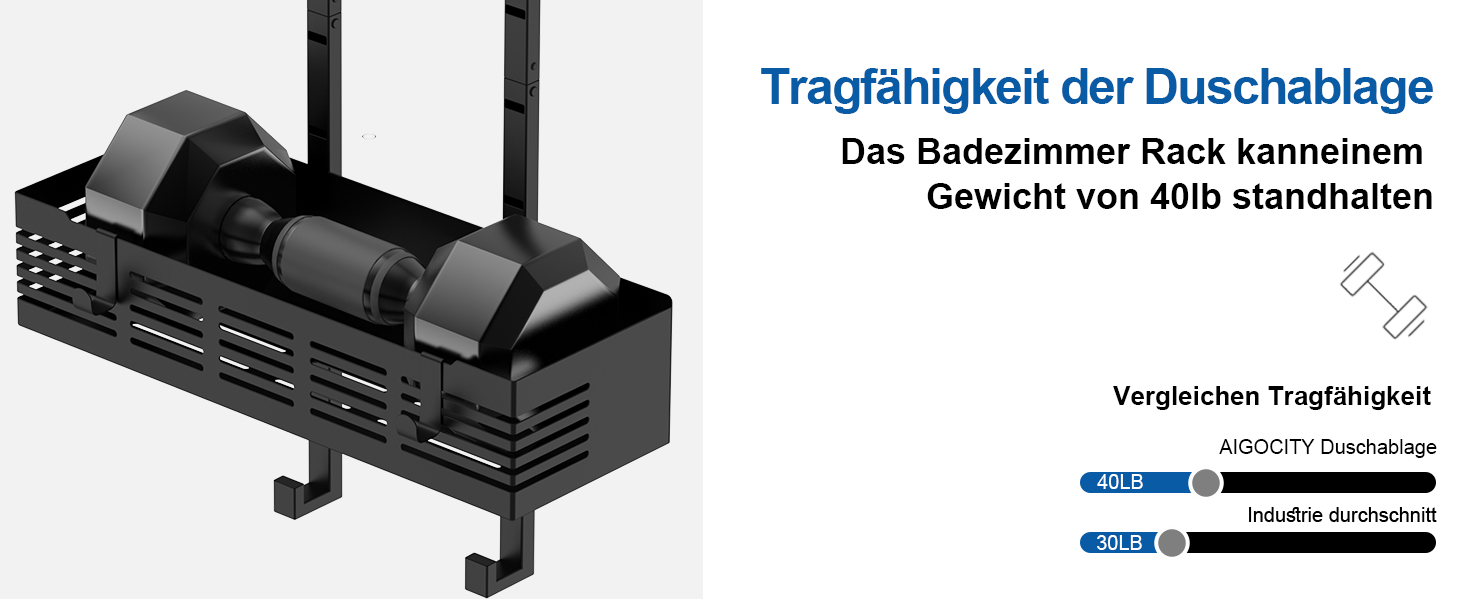 Настінна поличка для душу без свердління, чорна, для скляних душових кабін, регульована висота, 3 гачки для шампуню та гелю для душу