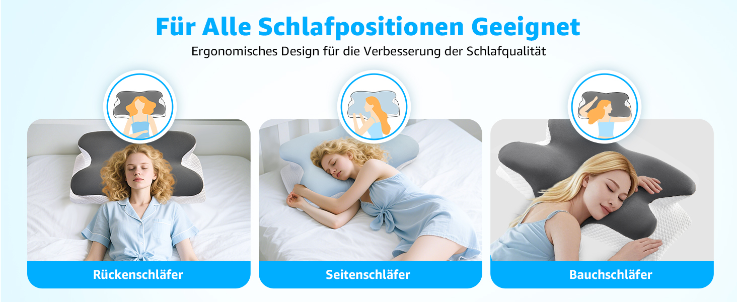 Подушка ортопедична з піни Memory Foam BRO для сну на боці, спині та животі, 60x40x13 см з 2 наволочками