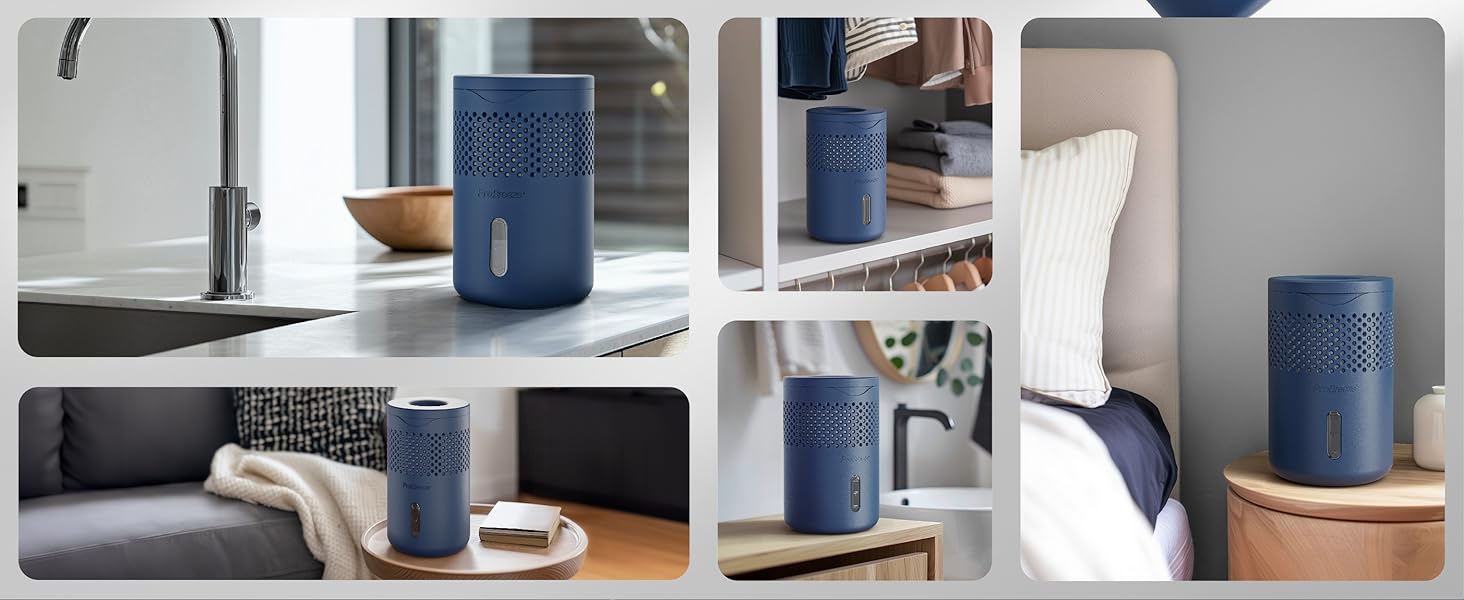 Pro Breeze Osmo: Безшумний та перезаповнюваний осушувач повітря для дому, спальні, шафи, авто. Таблетка 700г (до 100 днів). Колір: Marineblau (Морський синій)