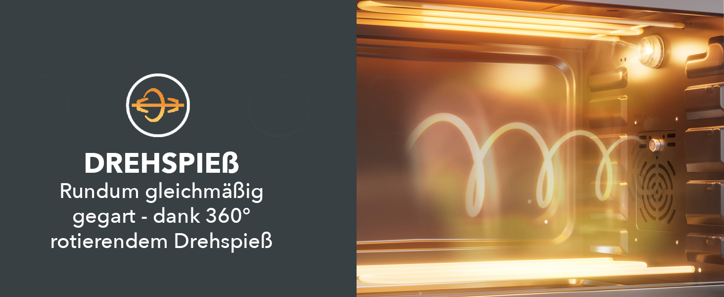 Багатофункціональна міні-піч Heinrich's з об'ємом 48л, конвекція, таймер 8год, підсвітка, 100-230°C, сенсорне керування, з аксесуарами, чорна, 2000W