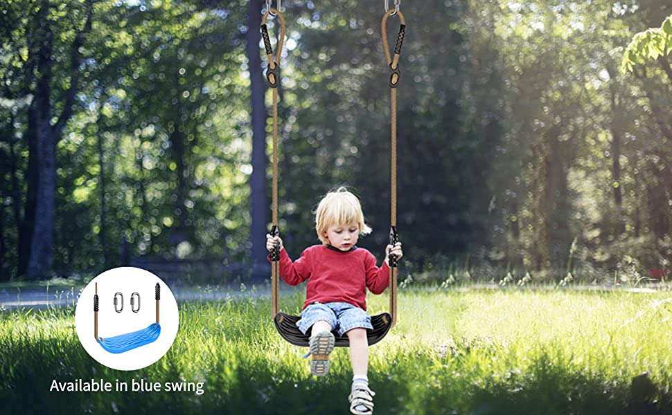 Гойдалка садові SELEWARE: набір з міцним сидінням, регульованим тросом 2м та 2 карабінами, чорна вулична гойдалка для саду