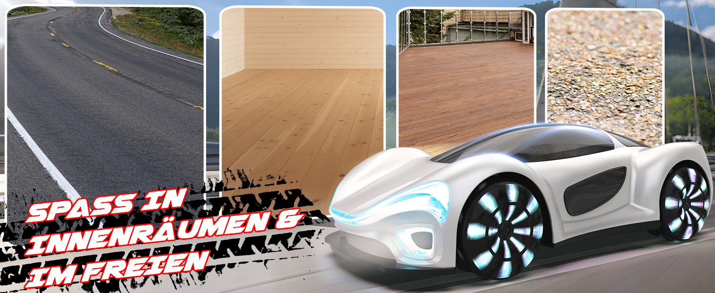 SIMREX RC Автомобіль 360° Дрифт Stunt Авто на радіокеруванні з LED підсвіткою дисків та туманом, 2.4GHz для дітей та дорослих від 6 років, подарунок на день народження, білий