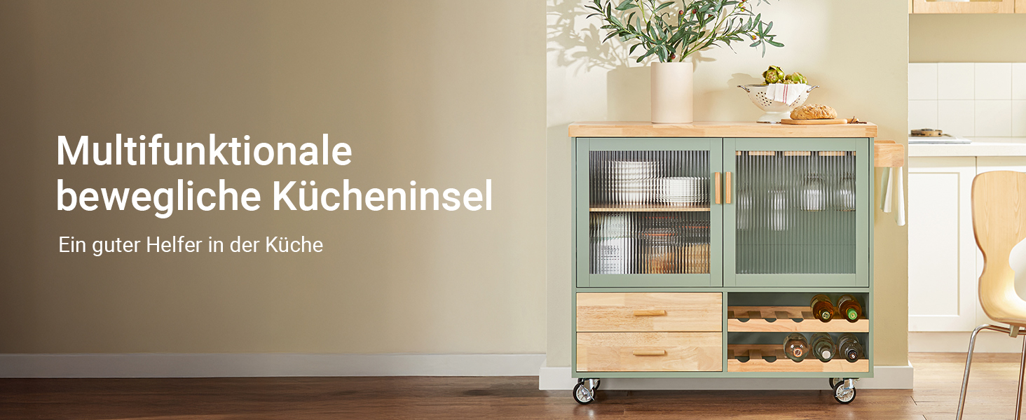 Буфет-комод SoBuy з полицями для вина, мікрохвильовки та скляними дверцятами, 120x90x40 см, зелений