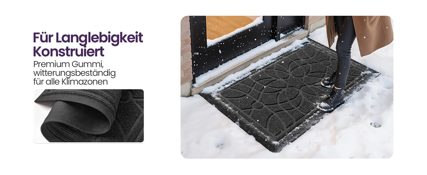 Килимок для дому та вулиці DEXI, 60 x 90 см, антиковзаючі, миється, вологостійкий, сірий