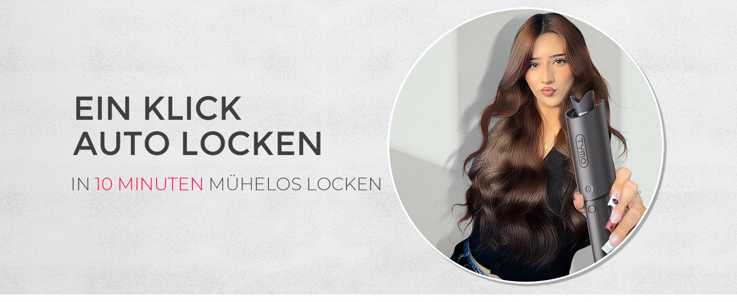 Автоматичний локон-стайлер TYMO CURLPRO - 25 мм, захист від перегріву, 3 температурні режими (160-210°C), для великих та маленьких локонів, металевий сірий