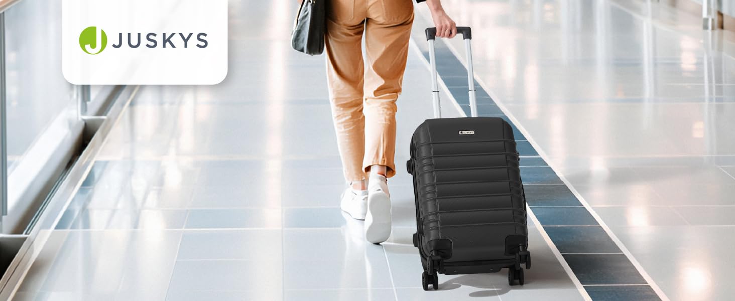 Набір валіз Juskys Hartschale 3 шт. з кодовим замком, тихі колеса 360°, телескопічна ручка, легкі - чорний колір