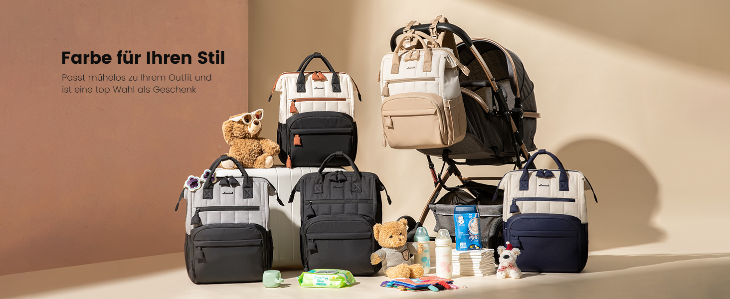 LOVEVOOK Рюкзак-переноска для мами та тата, рюкзак-пеленальник, сумка для підгузків, водонепроникна, з пеленальною підкладкою, з ременями для дитячої коляски, Khaki-beige