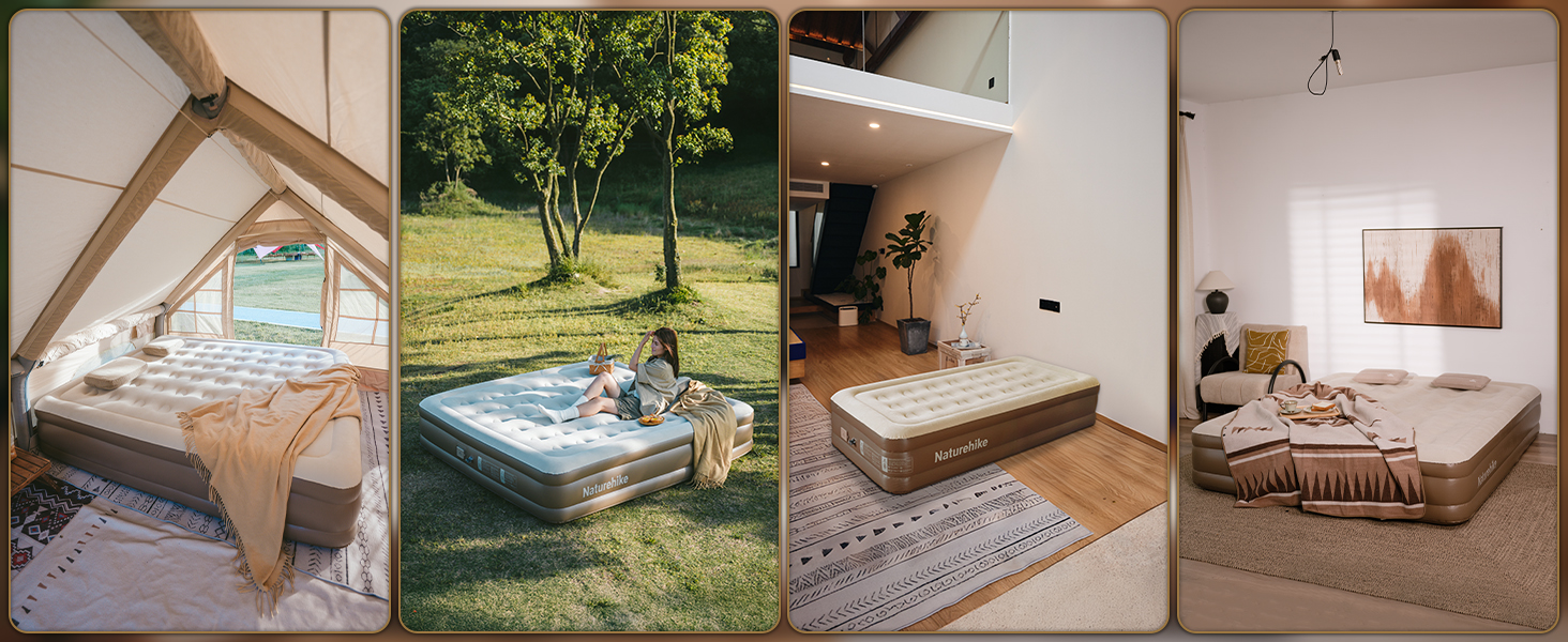 Надувний матрац Naturehike 2 особи, самонадувний з акумуляторним насосом, 198x152x45 см для кемпінгу та дому, легкий, зручний, швидко надувається