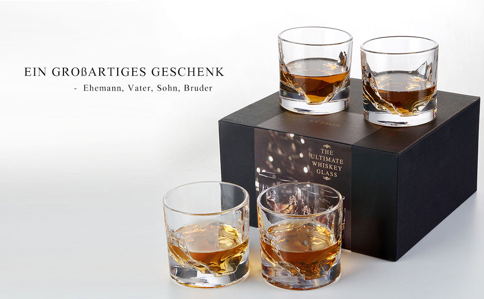 Набір склянок для віскі LIITON American Peaks Kristall 4 шт., 300 мл, для охолодження коктейлів, подарунок для чоловіків