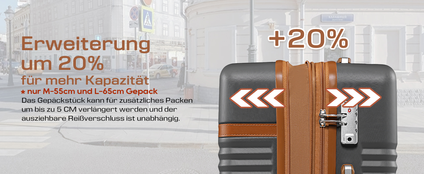 Набір валіз Joyway 5шт з ABS пластику, розширюваний, з TSA-замком, 4 колеса, сірий. Включає: валізу, велику сумку, косметичку.