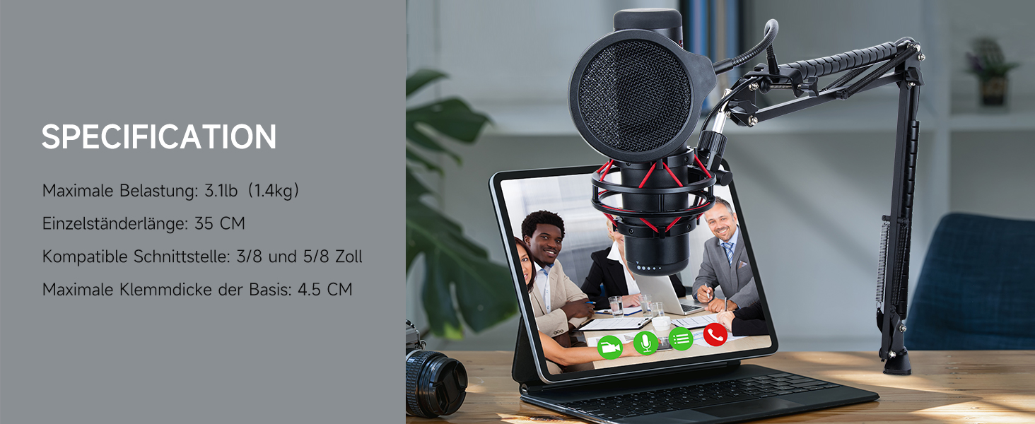 Стійка для мікрофона HyperX QuadCast з поп-фільтром та тримачем YOUSHARES - сумісна з QuadCast S, Fifine AM8, Blue Yeti, Razer Seiren Mini V3