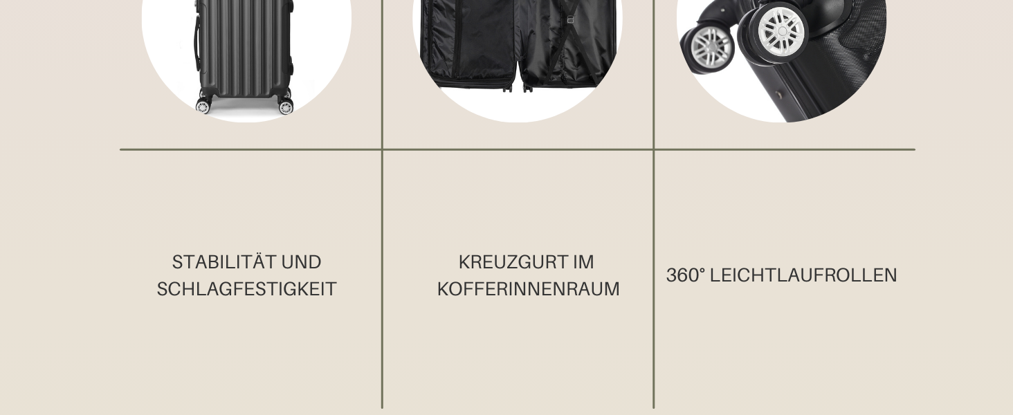 Набір валіз LALAHO 3/4/5 шт. з косметичками, ABS, чорний. Валізи для подорожей, ручна поклажа