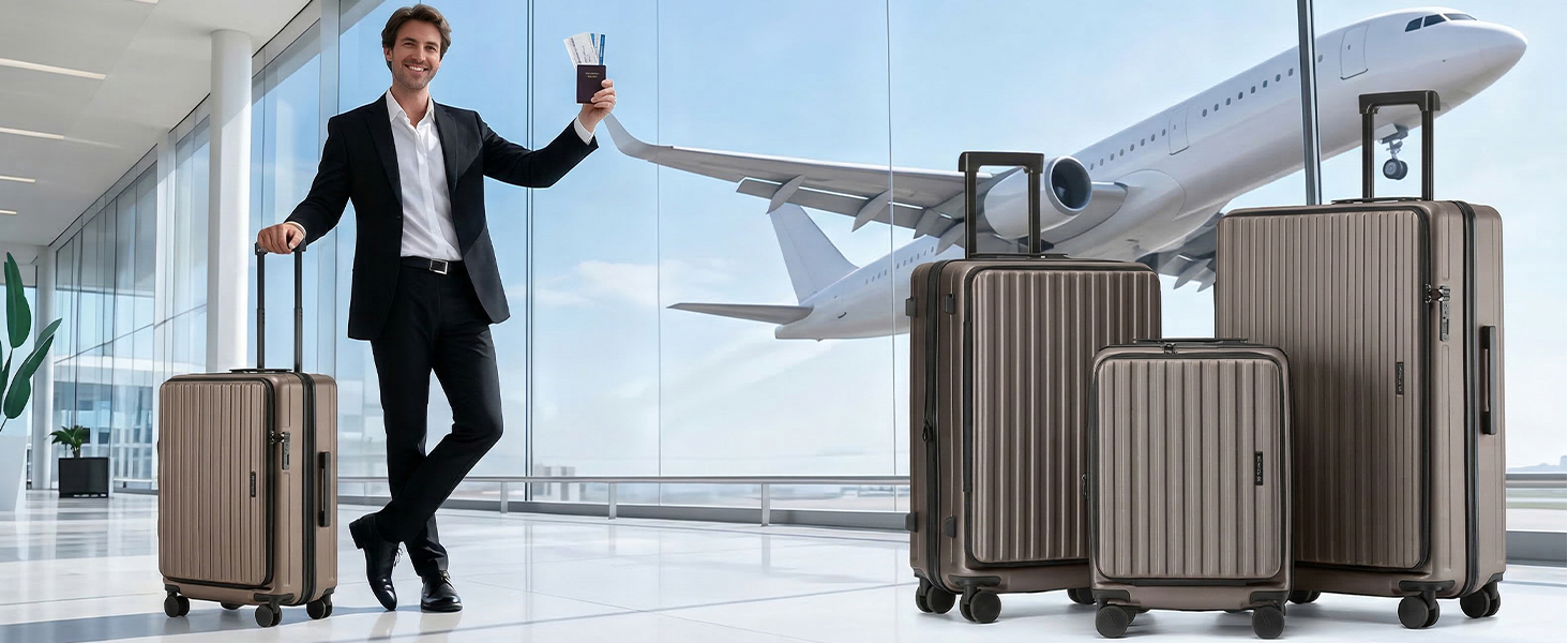 Валіза для подорожей Münicase XL 80 см з відділенням для ноутбука та TSA-замком, колір Coffee