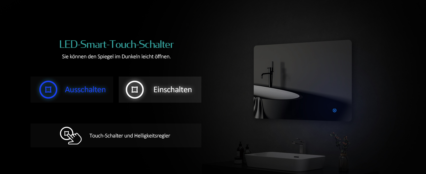 Дзеркало для ванної кімнати EMKE з підсвічуванням 40x60 см, антизапар, 2 кольори світла (тепле/холодне), вимикач-клавіша, IP44, енергозберігаюче, захищене від вибуху