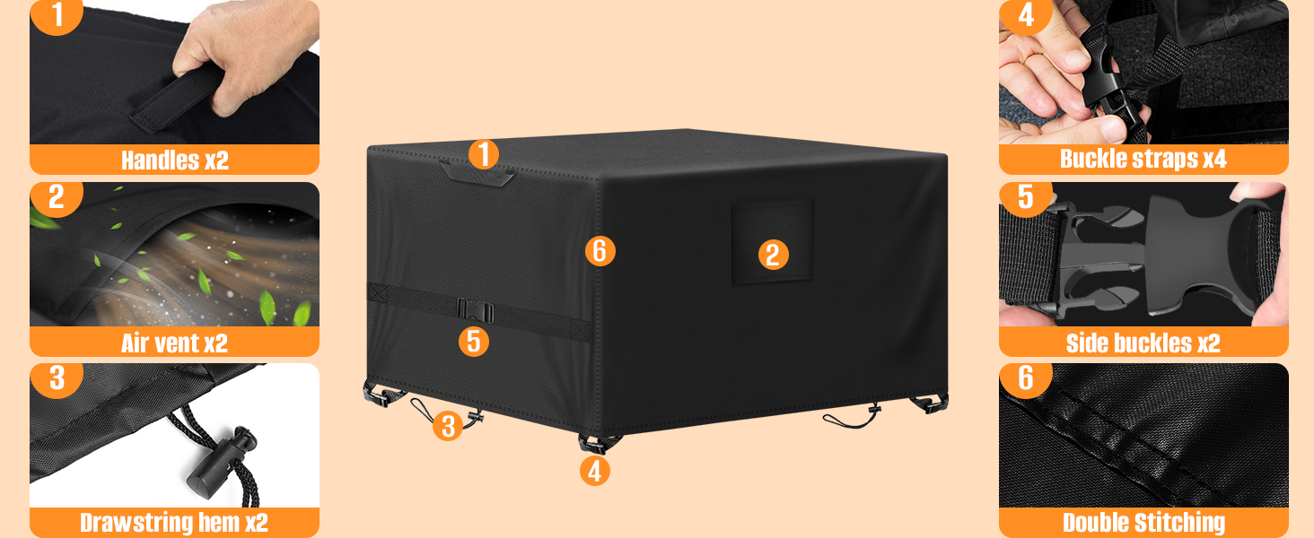 Захисний чохол для садово-патіо меблів, 250x250x90 см, водовідштовхуючий, стійкий до УФ-випромінювання, 420D, для вулиці