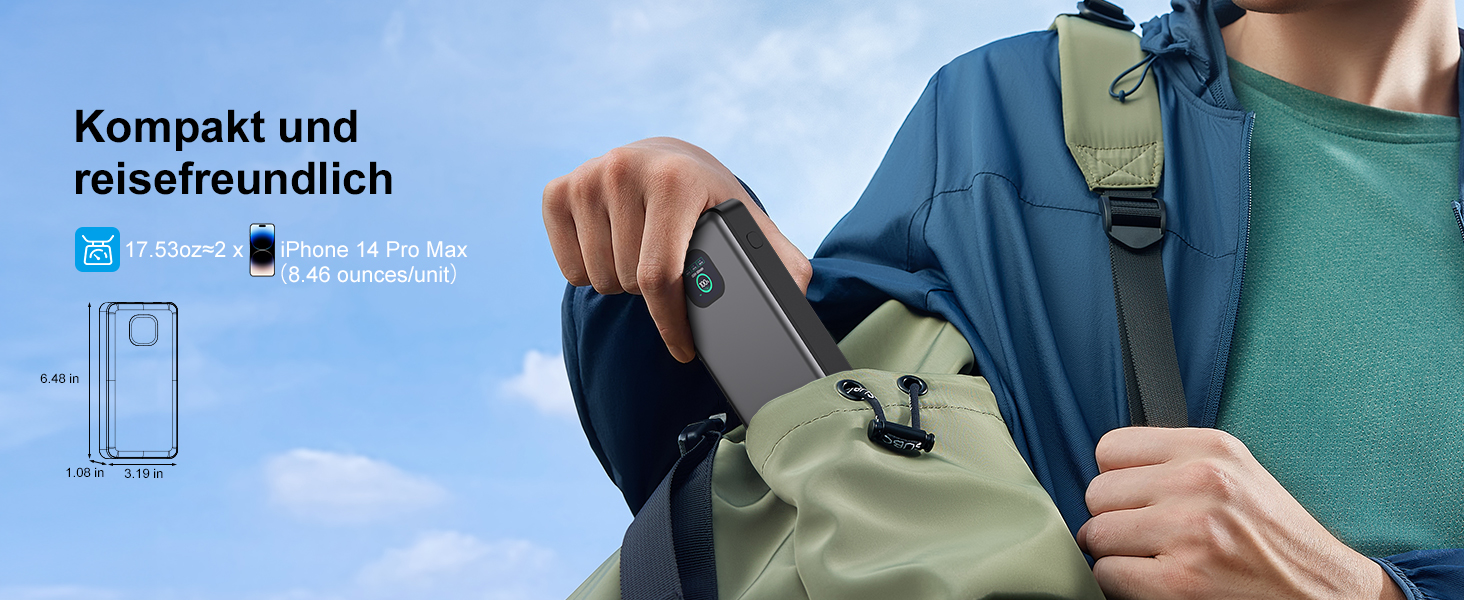 Power Bank 140W, 25000mAh з дисплеєм для ноутбука, MacBook, iPad, iPhone, Switch. Швидка зарядка PD3.1 (Сірий)