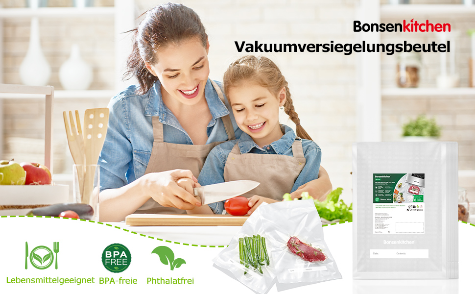 Пакети вакуумні Bonsenkitchen Profi 20x30 см (100 шт) для харчових продуктів, Sous Vide, BPA-free