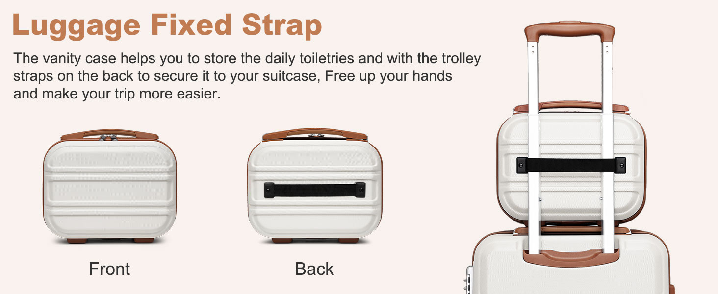 Набір валіз KONO 6 частин: велика валіза, середній, маленький, beauty case, сумка для ручної поклажі, косметичка (сірий/коричневий)