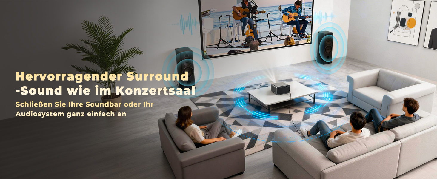 Проєктор Beamer-4K Smart Home Cinema: WiFi6, Bluetooth, Dolby Audio, Netflix, 1080P HD, Автофокус, eARC/CEC, Чорний