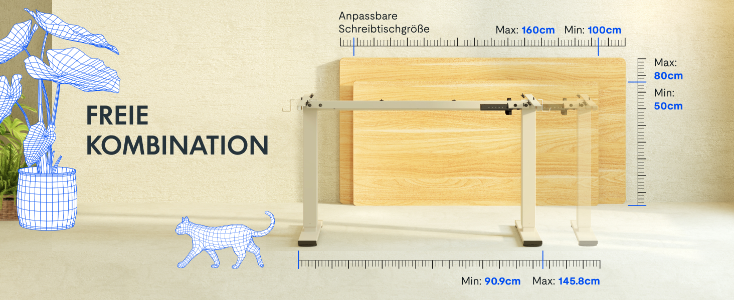 Електричний регульований стіл FlexiSpot з пам'яттю висоти та LED-дисплеєм, чорний (EN1)