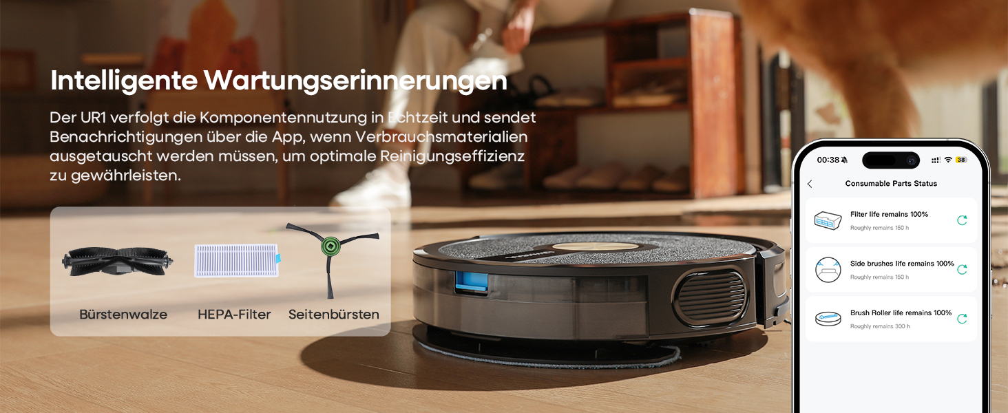 Робот-пилосос з функцією миття 5000Pa, 3-в-1 з часом роботи 180 хвилин, для прибирання шерсті тварин та килимів, з керуванням через додаток, чорний