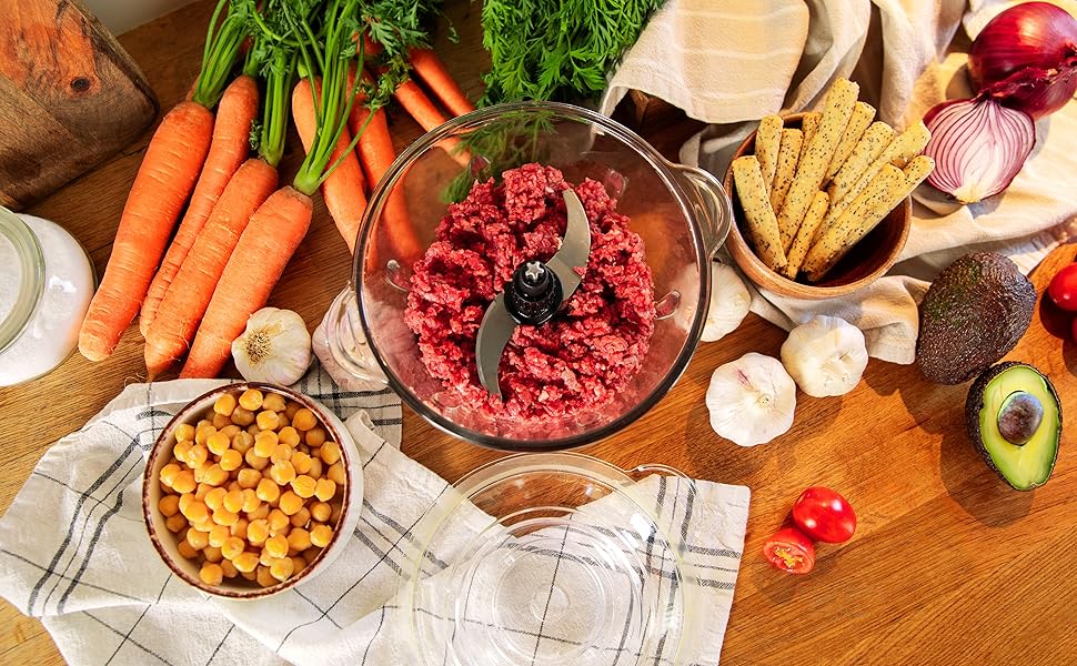 Подрібнювач Cecotec ChopBeat 2000 Vindaloo Glass 500W: Скляна чаша, 4 леза, 2 швидкості