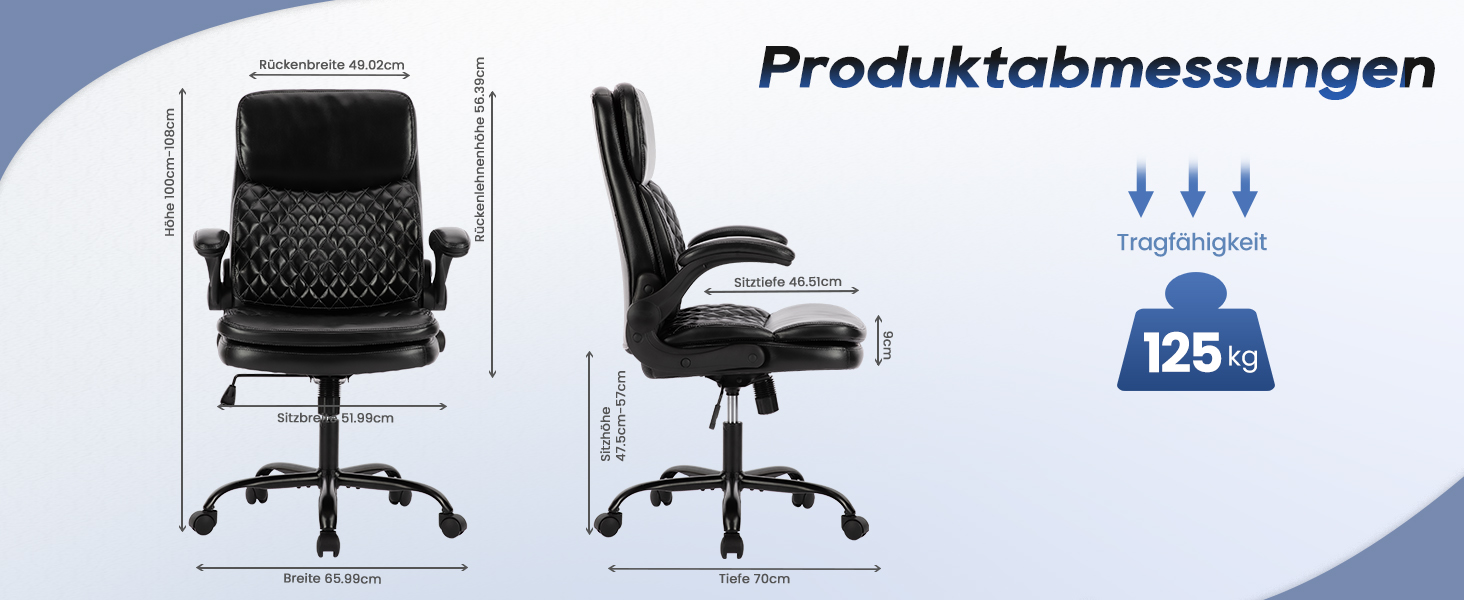 Офісний крісло Colamy: ергономічний, з високою спинкою, регульовані підлокітники, шкіряне покриття, чорний