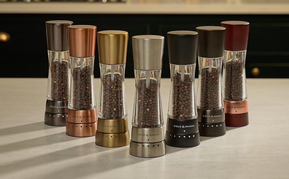 Перцемолка Cole & Mason Derwent зі сталі та акрилу, регульований помол, 190 мм, серія Precision+