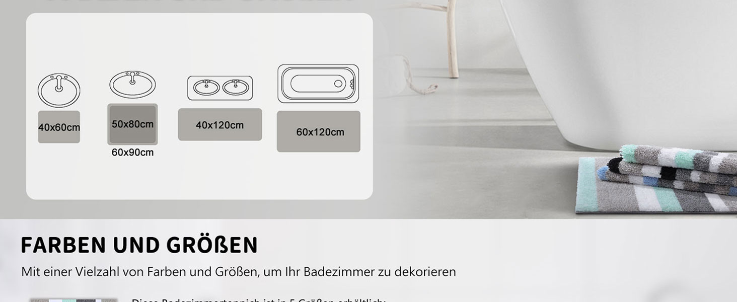Набір килимків для ванної кімнати Homaxy (2 шт.) з мікрофібри, 40x60 см + 40x120 см, зелено-сірий. Вбираючі, м'які, з високим ворсом