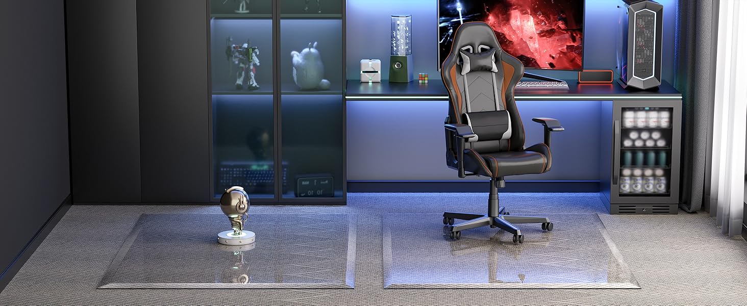 Захисна підкладка під офісний стілець з прозорого скла, 121 x 91 см, з заокругленими краями, для захисту підлоги, підходить для килимових та дерев'яних підлог